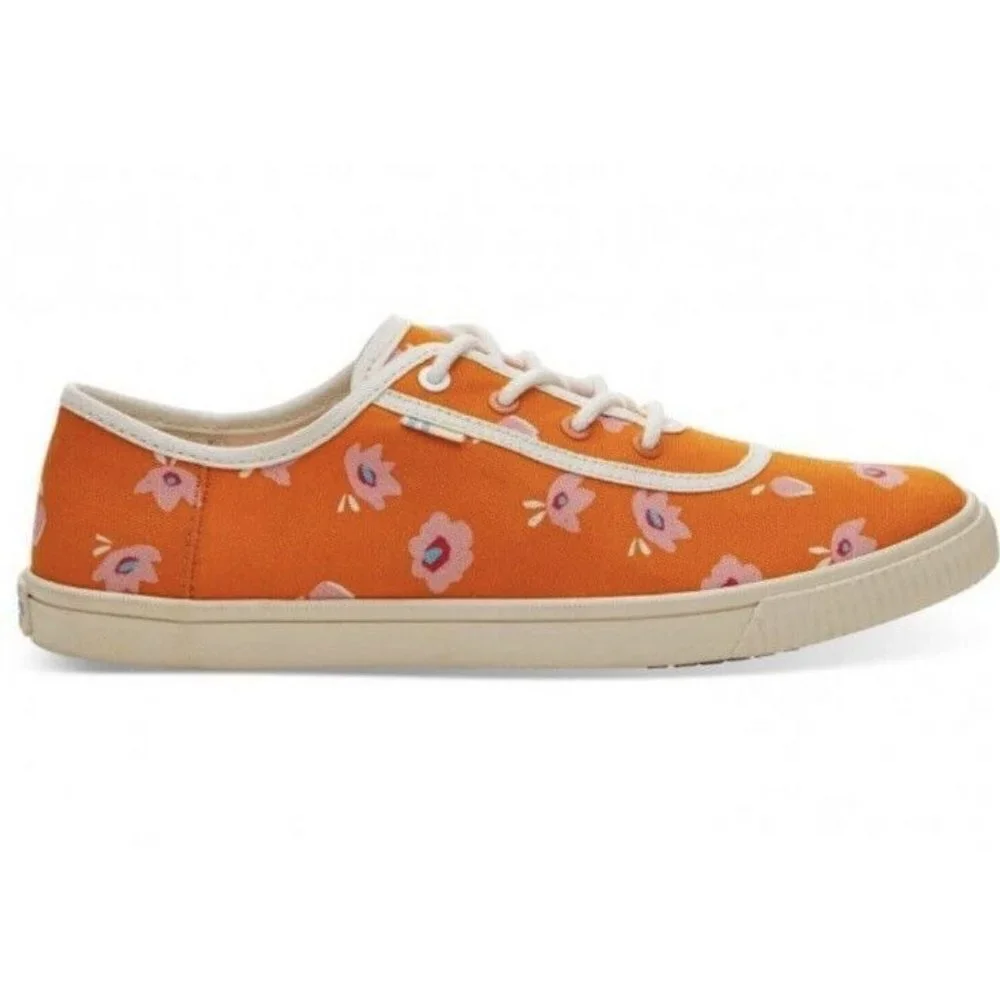 Toms Womens Carmel Persimmon Spring Floral Orange Canvas Sneaker sz 7 NEW‎